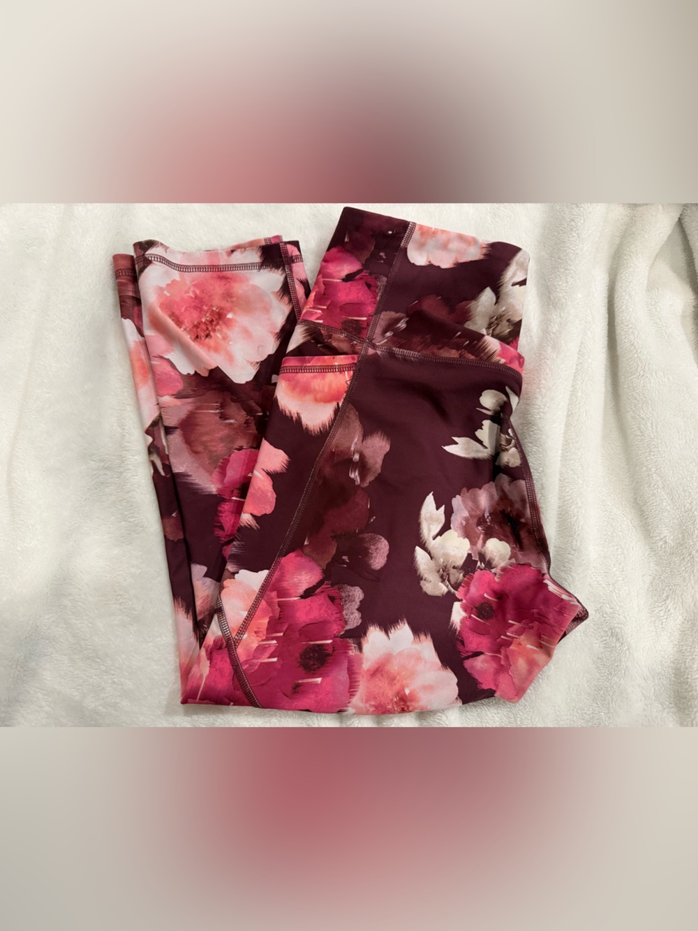 Old Navy Burgundy and Pink Floral Leggings